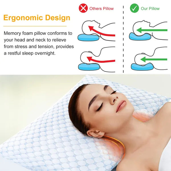 Cooling Memory Foam Pillow Ventilated Soft Bed Pillow With Cooling Gel Infused Memory Foam Heat Reducing Cooling Fiber - view 7