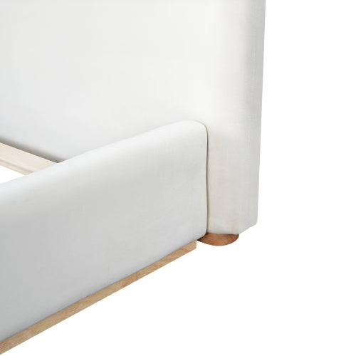 Elegant Upholstered Bed With Solid Wood Frame, Unlocking A New Experience Of Comfortable Sleeping, Queen, White - view 3