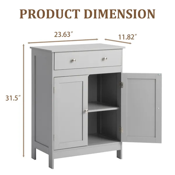 Gray Particleboard With Melamine Veneer, 60 x 30 x 80cm, Double Doors, Single Drawer, Bathroom Vanity - view 2