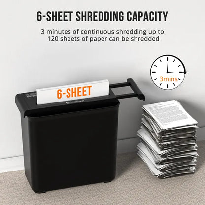 Small Paper Shredder For Home, 6 Sheet Strip Cut Paper Shredder Without Basket - view 2