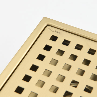 6 Inch Square Shower Drain With Removable Square Patterned Grate, 304 Stainless Steel With Flange And Hair Strainer - view 6