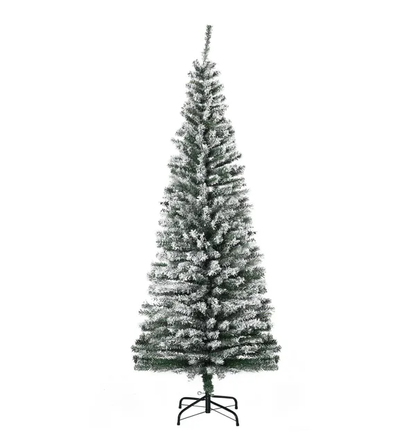 HOMCOM 6ft Artificial Snow Flocked Christmas Tree With Foldable Steel Stand Home Indoor Decoration Green - view 2