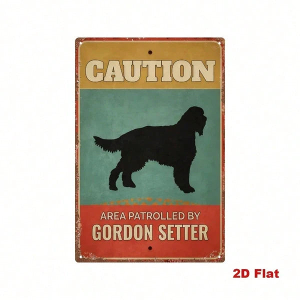 Vintage Gordon Setter Warning Sign, 2D Flat Metal Iron Plaque, Funny Caution Decor, Rustic Garden Gate Bar Wall Art - view 3