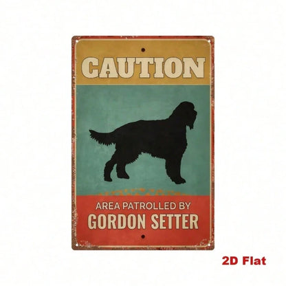 Vintage Gordon Setter Warning Sign, 2D Flat Metal Iron Plaque, Funny Caution Decor, Rustic Garden Gate Bar Wall Art - view 3