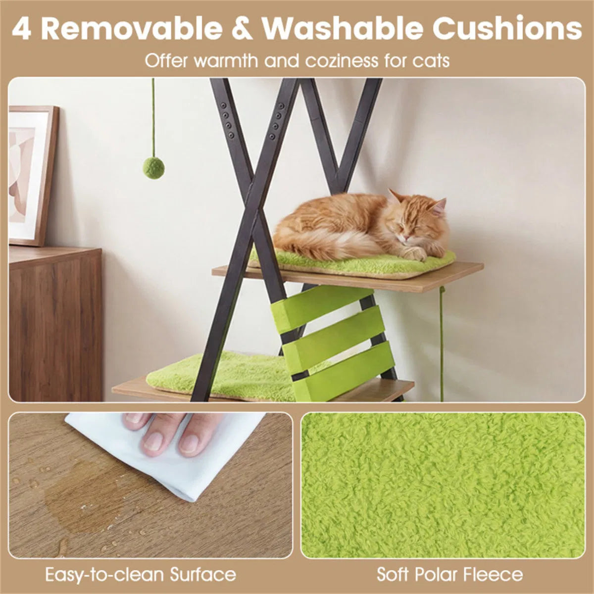 73" Multi-Level Cat Tree with Condo & Perch, Multi-Cat Climbing Tower with Scratching Pad & Interactive Toys - view 4