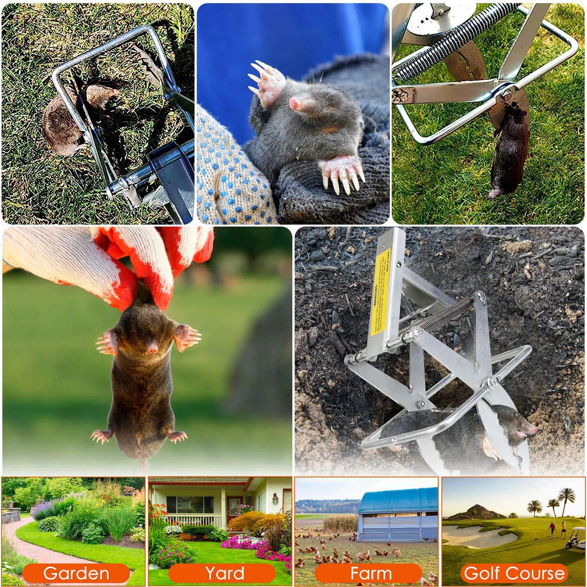2PCS Easy Setup Mole Traps Outdoor Reusable Scissor Mole Gopher Rodent Control Trap Solid Metal Material For Lawn - view 7