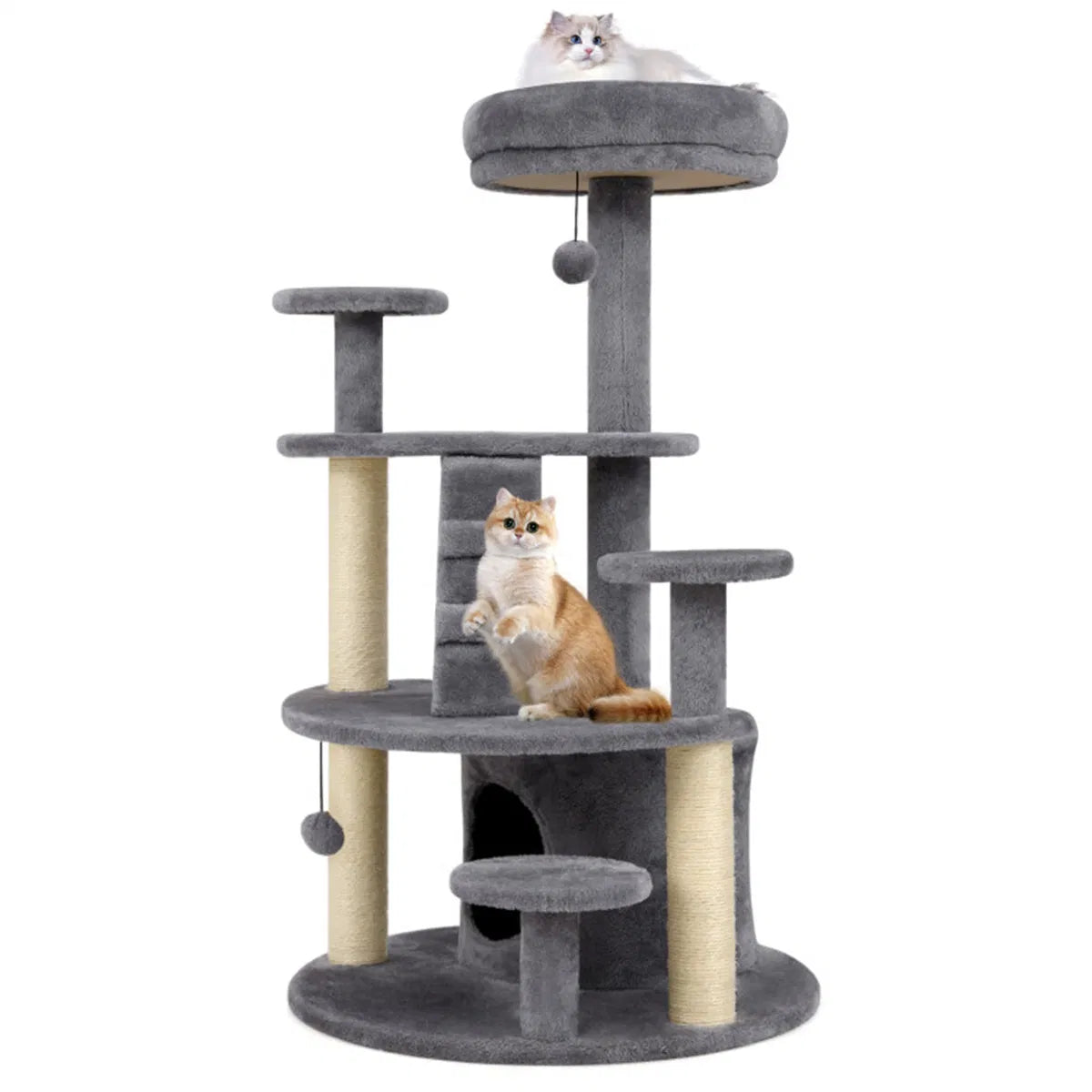 40" Multi-Level Cat Tree for Munchkin & Old Cats - Stable Wide Base, Soft Padded Perch + Large Condo (Gray) - view 7