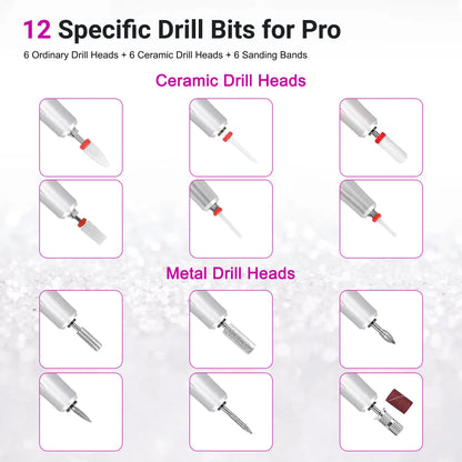Portable Electric Nail Drill 35000RPM Nails Milling Cutter Wireless Pedicure Grinder Rechargeable Nail Drilling Machine - view 3