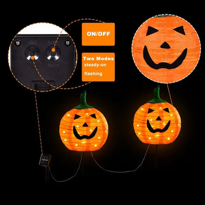 Solar Halloween Pumpkin LED Lights, Set Of 4 Big Pumpkin Stake Lights 2 Modes For Outdoor Halloween Pathway Yard Garden - view 3