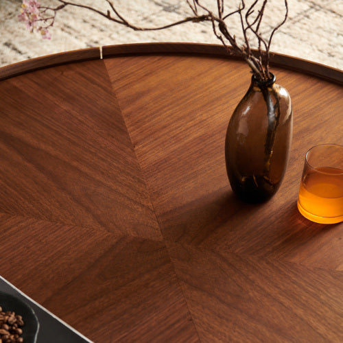 35.4-inch Coffee Tables, Circular Walnut Design, Suitable For Living Rooms, Walnut Material, Suitable For Bedrooms - view 5