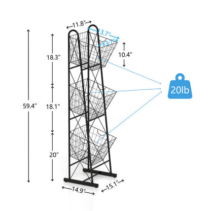 3-Tier Kitchen Storage Basket Organizer Freestanding Metal Wire Rack - view 4