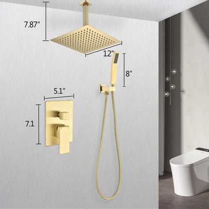 Ceiling Mounted Shower System Combo Set with Handheld and 12" Shower head - view 4