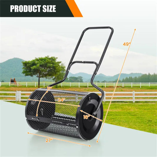 24-Inch Metal Mesh Compost Spreader With 2.7 Cu.ft Large Capacity, Heavy-Duty Rustproof Lawn Spreader For Peat - view 2