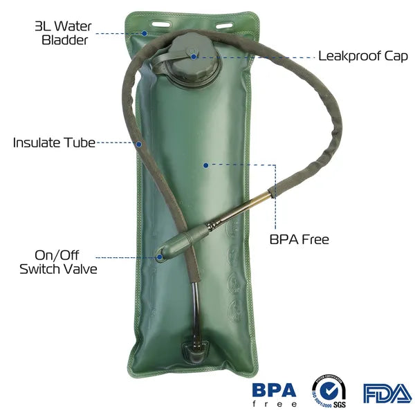 Tactical Hydration Pack 3L Water Bladder Adjustable Water Drink Backpack - view 2