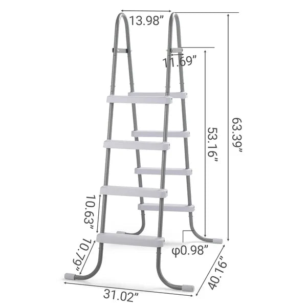 4-Step 52in Pool Ladder Iron Grey Frame & White Steps - view 5