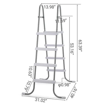 4-Step 52in Pool Ladder Iron Grey Frame & White Steps - view 5