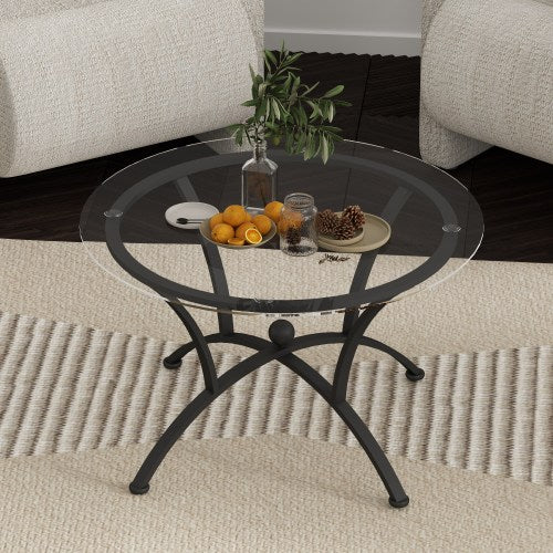 3 Piece Tempered Glass Surface Coffee Table Set Decor Coffee Table - view 5