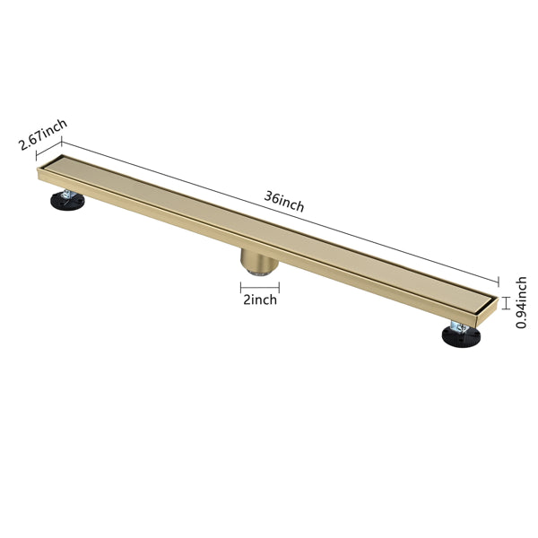 36 Inch Linear Shower Drain With 2-in-1 Flat & Tile Insert Removable Cover - view 5