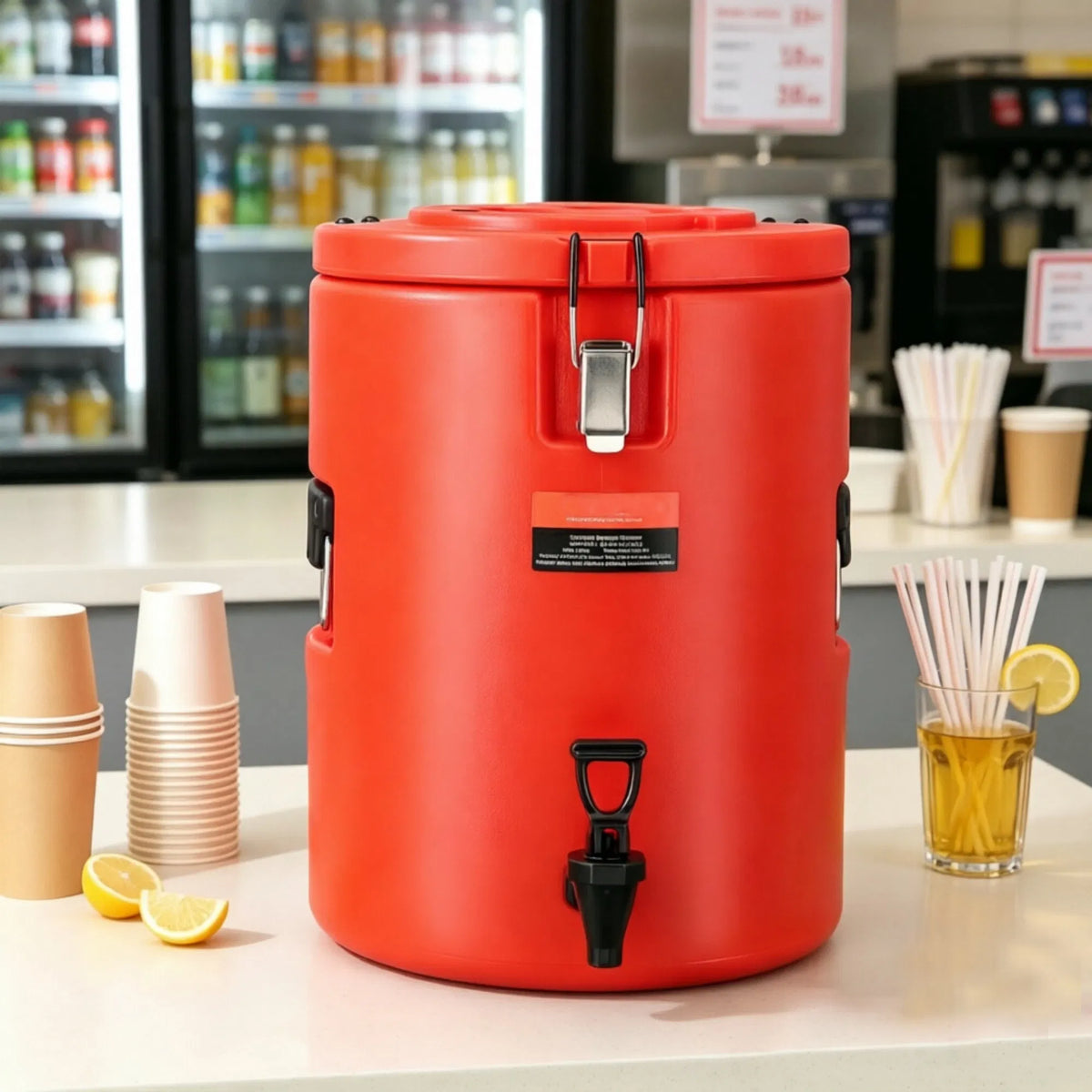 4.5 Gallon Stainless Steel Insulated Beverage Dispenser, Thermal Hot & Cold Drink Server with Spigot Handle, Food-grade - view 2