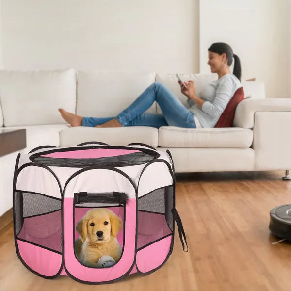 Portable Foldable Pet Playpen Exercise Pen Kennel Removable Zipper Top And Bottom Water Resistant Indoor Outdoor Use - view 4