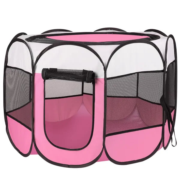 Portable Foldable Pet Playpen Exercise Pen Kennel Removable Zipper Top And Bottom Water Resistant Indoor Outdoor Use