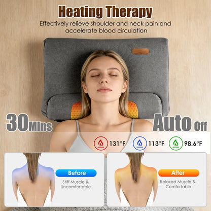 Heated Neck Massager Pillow with 3 Heat Settings (98.6°F-131°F) & 3 Vibration Modes - view 2
