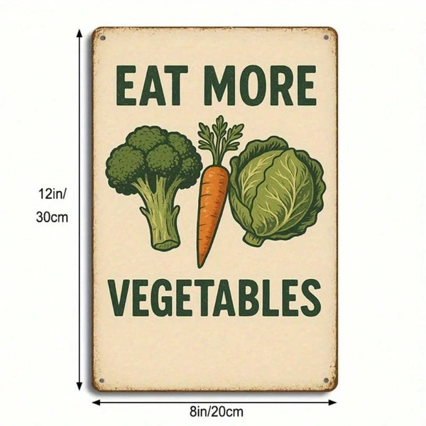 Retro Eat More Veggies Metal Tin Sign, 8x12 Inch 1PC 2D Flat Green Carrots Lettuce Vegetables Pattern Inspirational - view 4