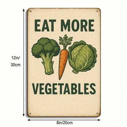 Retro Eat More Veggies Metal Tin Sign, 8x12 Inch 1PC 2D Flat Green Carrots Lettuce Vegetables Pattern Inspirational - view 4