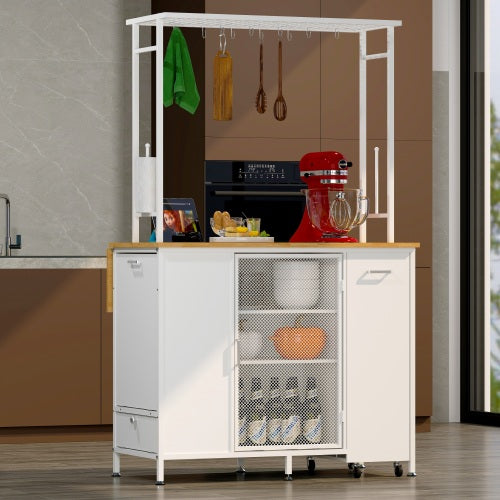 Kitchen Island With Storage Space Breakfast Bar With Folding Flip-Up Pane Large Storage - view 2
