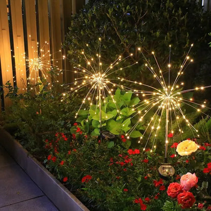 Outdoor Solar Fireworks Light 150LED 8 Lighting Mode Sensor Light Waterproof Garden Decoration Courtyard Passage - view 3