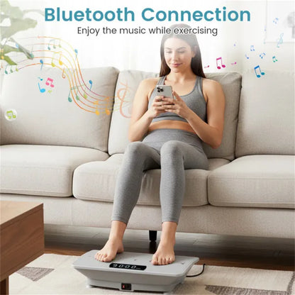 Gray Full Body Vibration Plate Exercise Machine, 10 Adjustable Speed Levels With Remote Control & Music Function - view 4