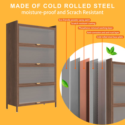 57'' Tall Metal 4 Flip Doors Cabinet, With Ample Storage Space For Bedroom, Office, Living Room, Hallway - view 4