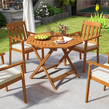 35.5 Inch Solid Wood Patio Dining Table Octagon Table With 1.97 Inch Umbrella Hole - view 4