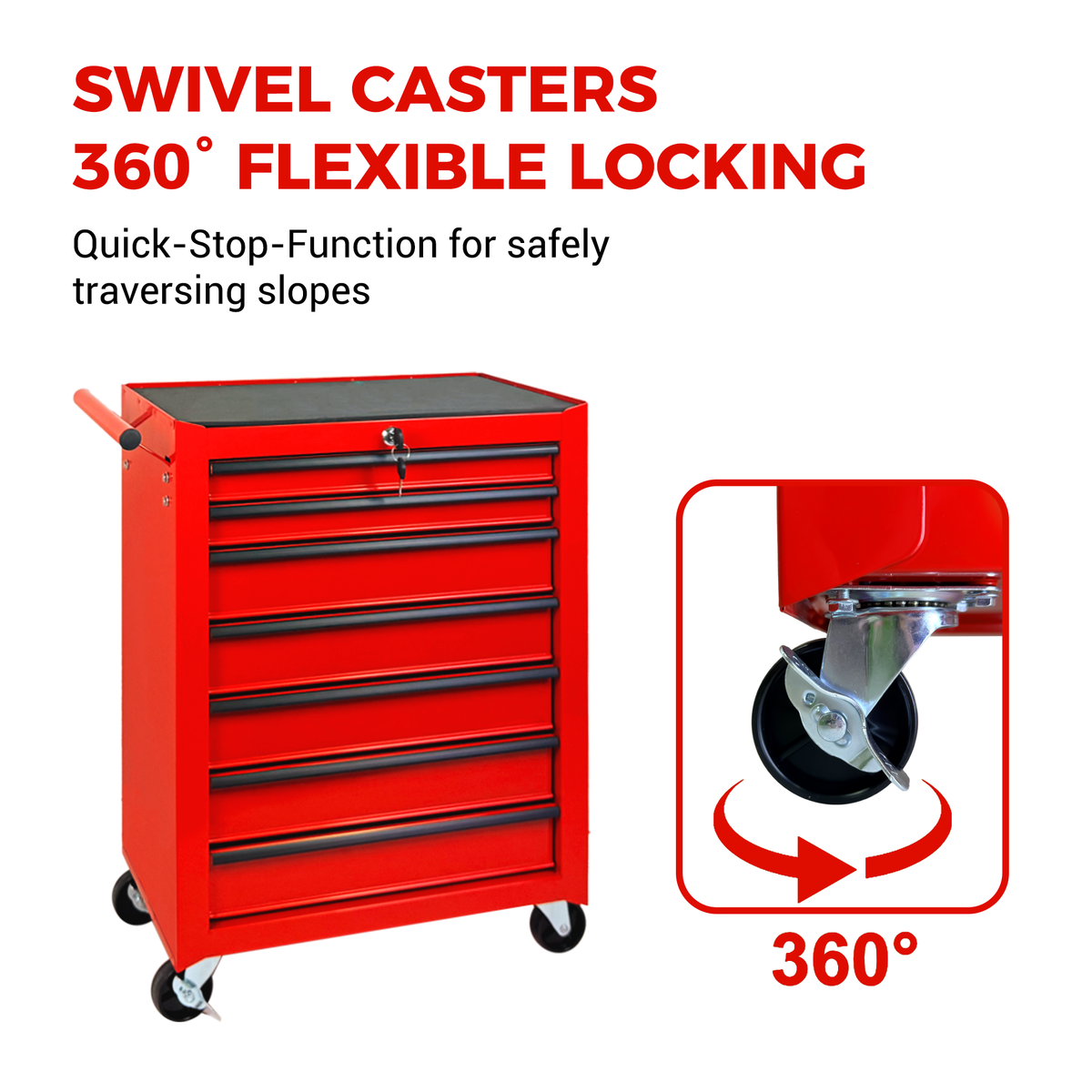 Rolling Metal Tool Chest With 7 Drawers, 20inch 7-Drawer Tool Chest Cabinet With Ball Bearing Drawer Slides - view 2