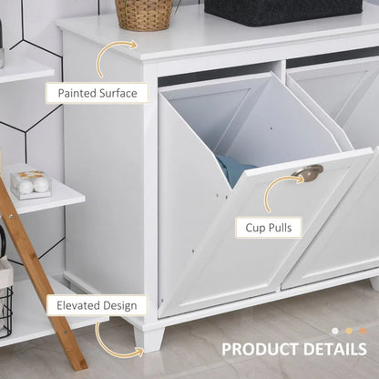 Tilt-Out Laundry Sorter Cabinet, Bathroom Storage Organizer white-AS - view 4