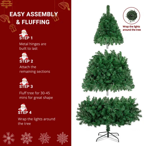 FCH 6ft PVC Material DIY 150 Lights Warm Color 8 Modes 1050 Branches Christmas Tree Green - view 2