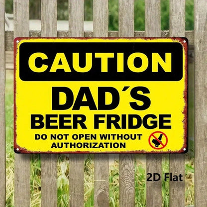 Dad's Beer Fridge Funny Caution Metal Sign Vintage Man Cave Wall Decor Rustproof Waterproof 8x12 Inch Kitchen Bar Room - view 3