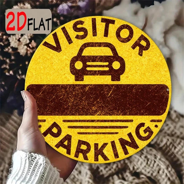 2D Flat Aluminum Round Outdoor Sign 7.87x7.87 Inch, Outdoor Sign, 7.87x7.87 Inch Visitor Parking Symbol Car Design Wall - view 5