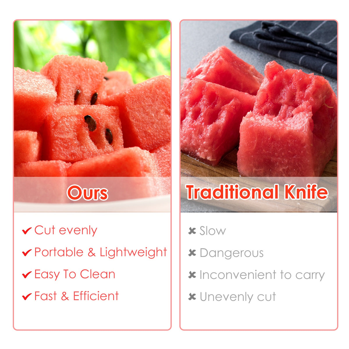 5Pcs 2 In 1 Watermelon Cutter Slicer Fork Stainless Steel Dual Head Watermelon Fruit Cutting Fork Knife For Summer - view 5