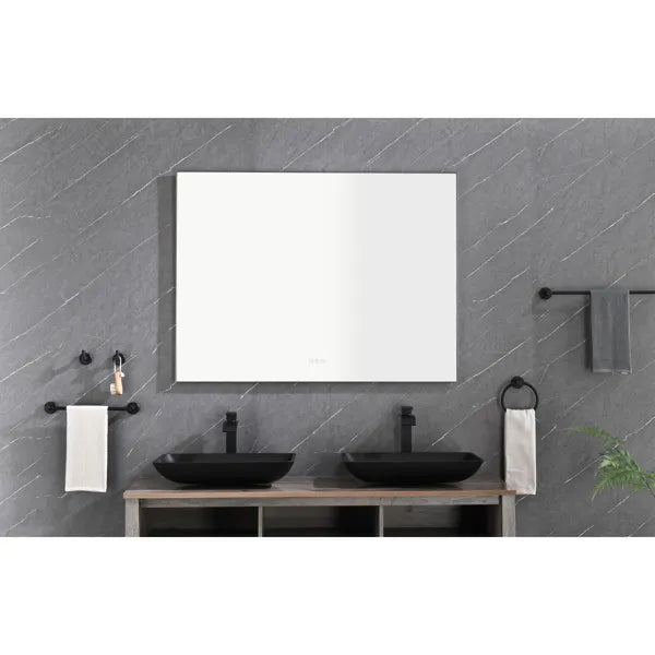 48x36 Inch LED Backlit Bathroom Mirror with Metal Frame, Wall Mounted Vanity Mirror with Smart Touch Button, Anti-Fog - view 5