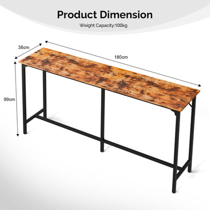 71-Inch Bar Table (Brown) - 209 Lbs Capacity Pub Height Table With Durable MDF Top & Metal Frame - view 4