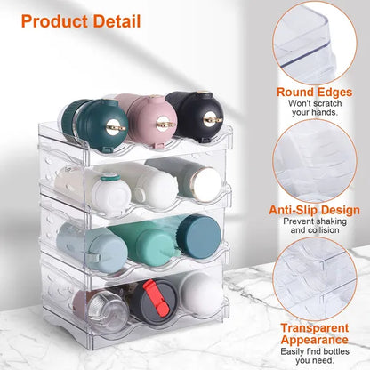 4 Tier Bottle Storage Holder 12 Bottles Transparent Stackable Bottle Organizer Standing Drink Holder Shelf For Kitchen - view 2