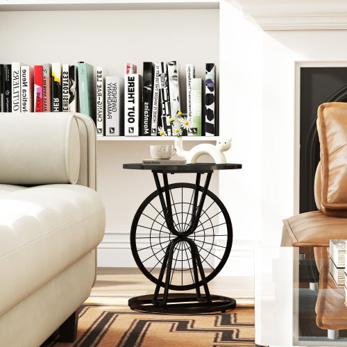 2 Piece Vintage Industrial Wheel Design Side Table - view 2