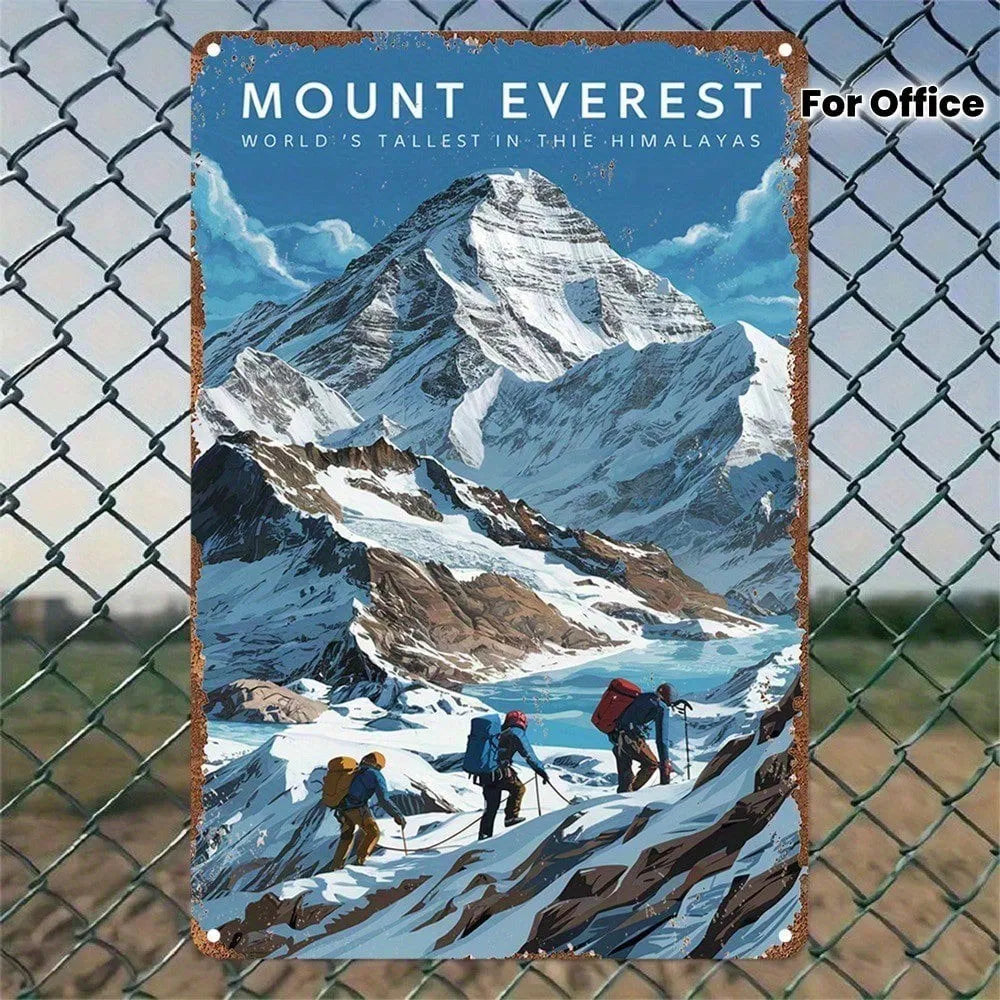 Vintage Mount Everest Metal Wall Art 8x12 Inch Retro Himalayan Trekking Map Poster With Climbers Durable Iron Sign - view 6