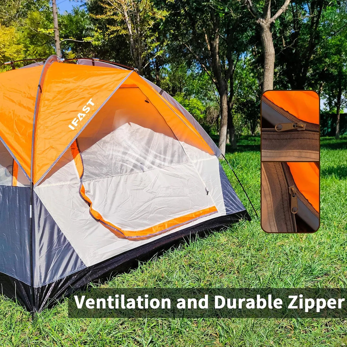 2/6 Family Camping Tents, Outdoor Double Layers Waterproof Windproof with Top Roof Rainproof and Large Mesh Windows - view 4