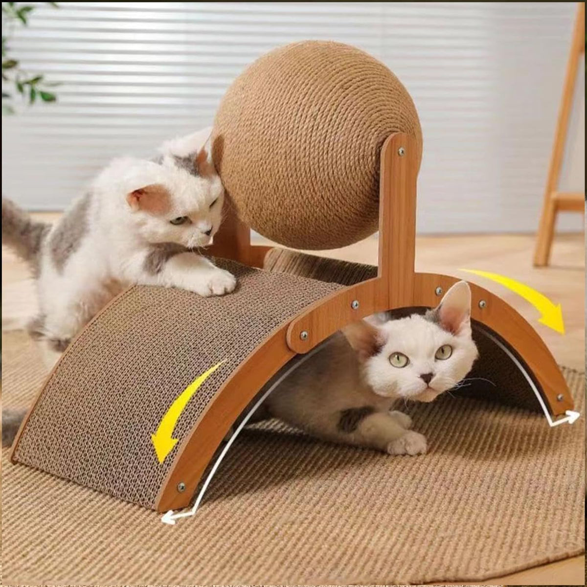 Wobble Ball Cat Scratcher, Cat Scratching Ball On Stand, Interactive Cat Scratcher With Rotating Sisal Ball - view 6