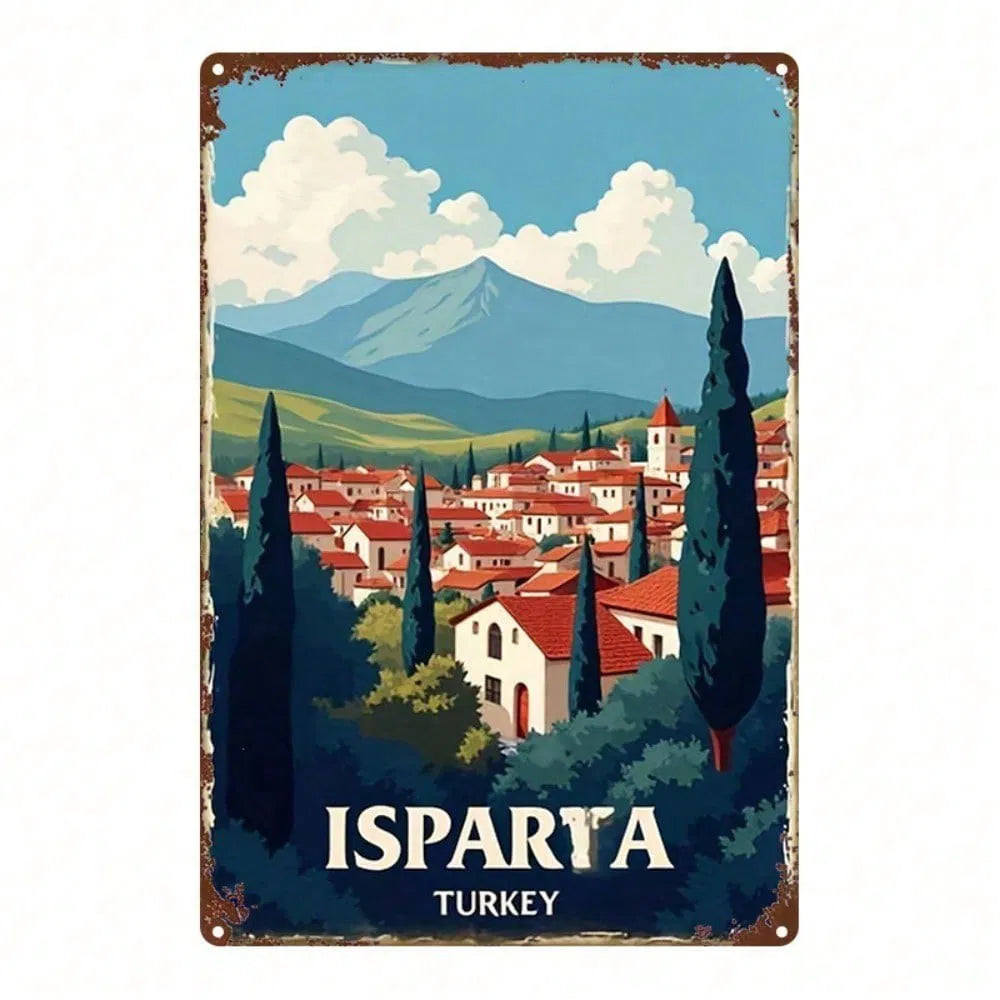 Vintage Turkish Isparta Landscape Metal Sign 8x12 Inch, 2D Flat Wall Art Plaque - view 6
