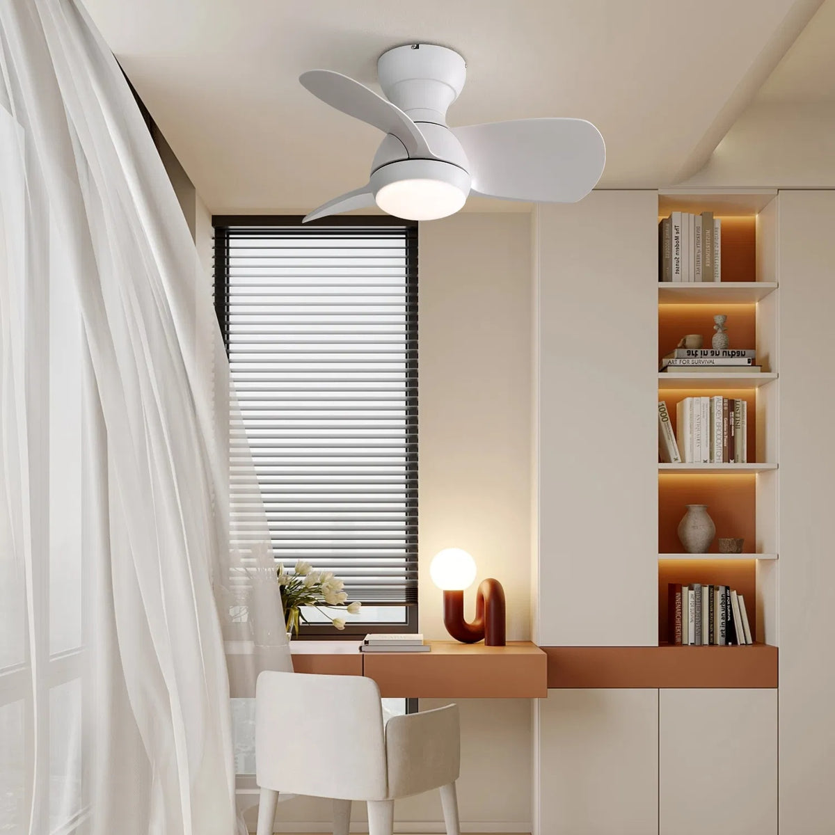23 Inch Indoor Ceiling Fan With 3 Color Dimmable 3 ABS Blades Remote Control Reversible DC Motor White With 18W Led - view 4