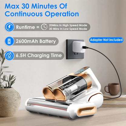 Mattress Vacuum Cleaner, Cordless 200W with 16KPA Suction, Allergen Removal - view 7