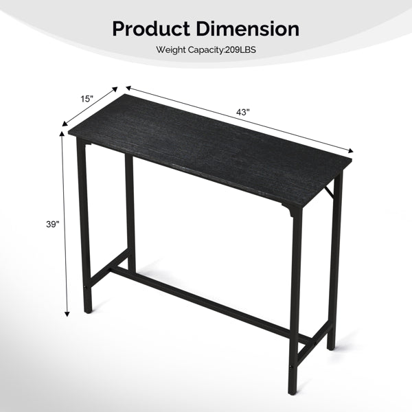 43-Inch Bar Table (Black) - 209 Lbs Capacity Pub Height Table With Durable MDF Top & Metal Frame - view 5